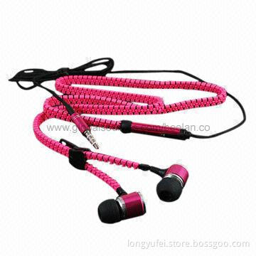 Earphones, Zipper Handsfree for iPhone/iPod/Music Players